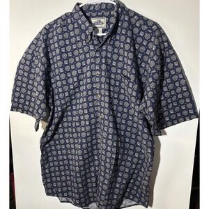 Vintage NAK Shirt Men's Large Made in Korea 90s Blue‎ Geometric Print Button